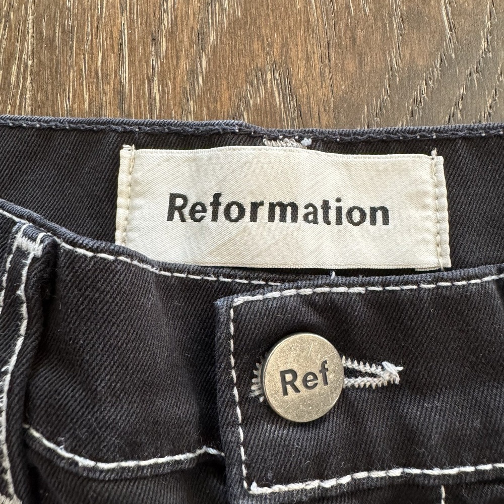 Reformation Carpenter Pants Womens Size 25 Black High Rise Wide Leg Grunge Punk - Picture 3 of 9